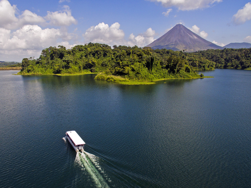 Arenal Lake with the Arenal Volcano in the background