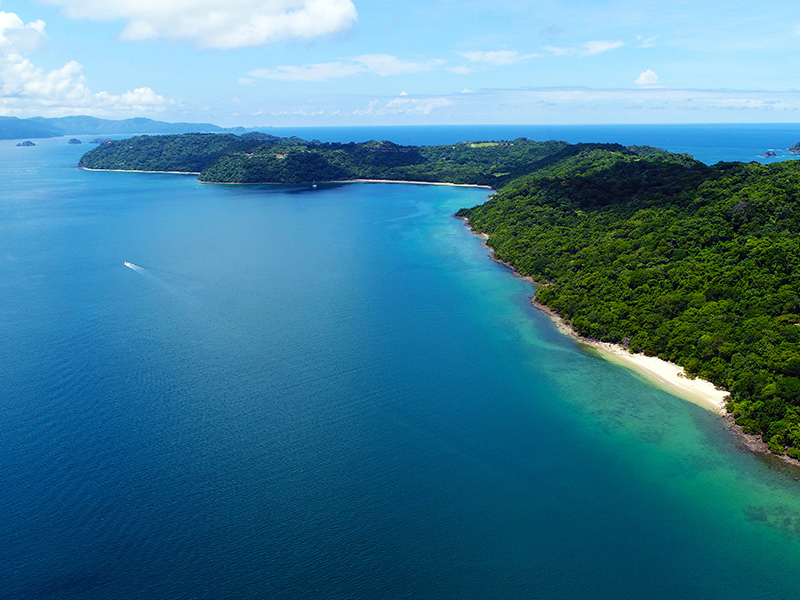 Aerial view of the Gulf of Papagayo coastline in Guanacaste, Costa Rica