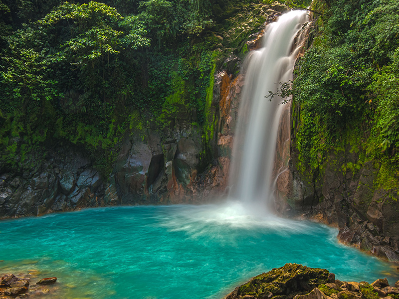 The turquoise waters of Rio Celeste near Arenal